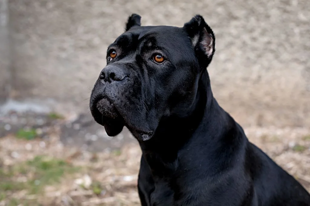 Profil eines schwarzen Cane Corso Italiano