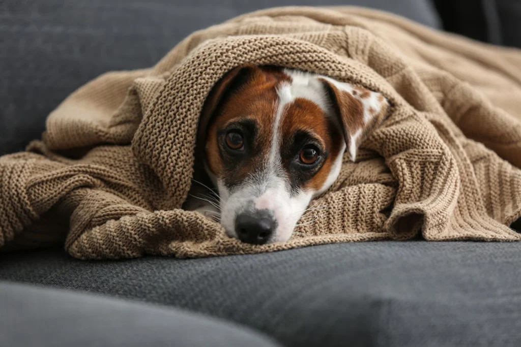 Frierender Hund